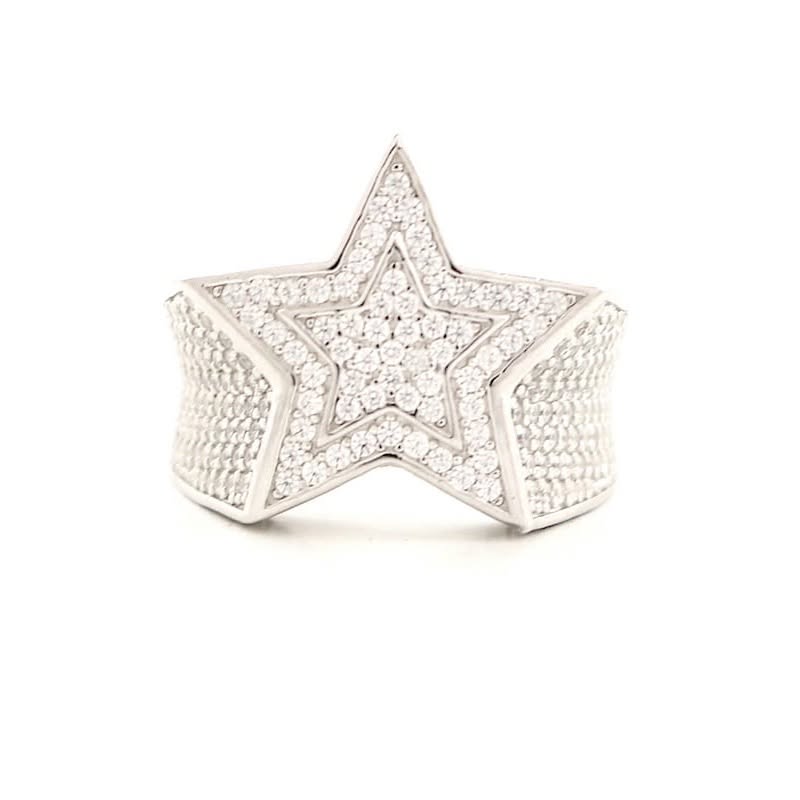 Silver Double Star Ring