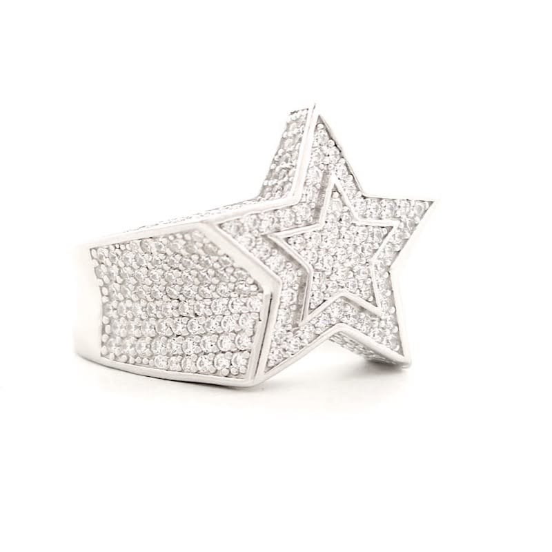 Silver Double Star Ring