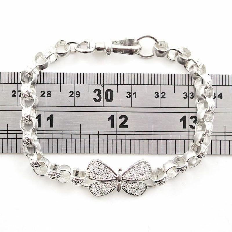 Solid Silver Butterfly Belcher Bracelet