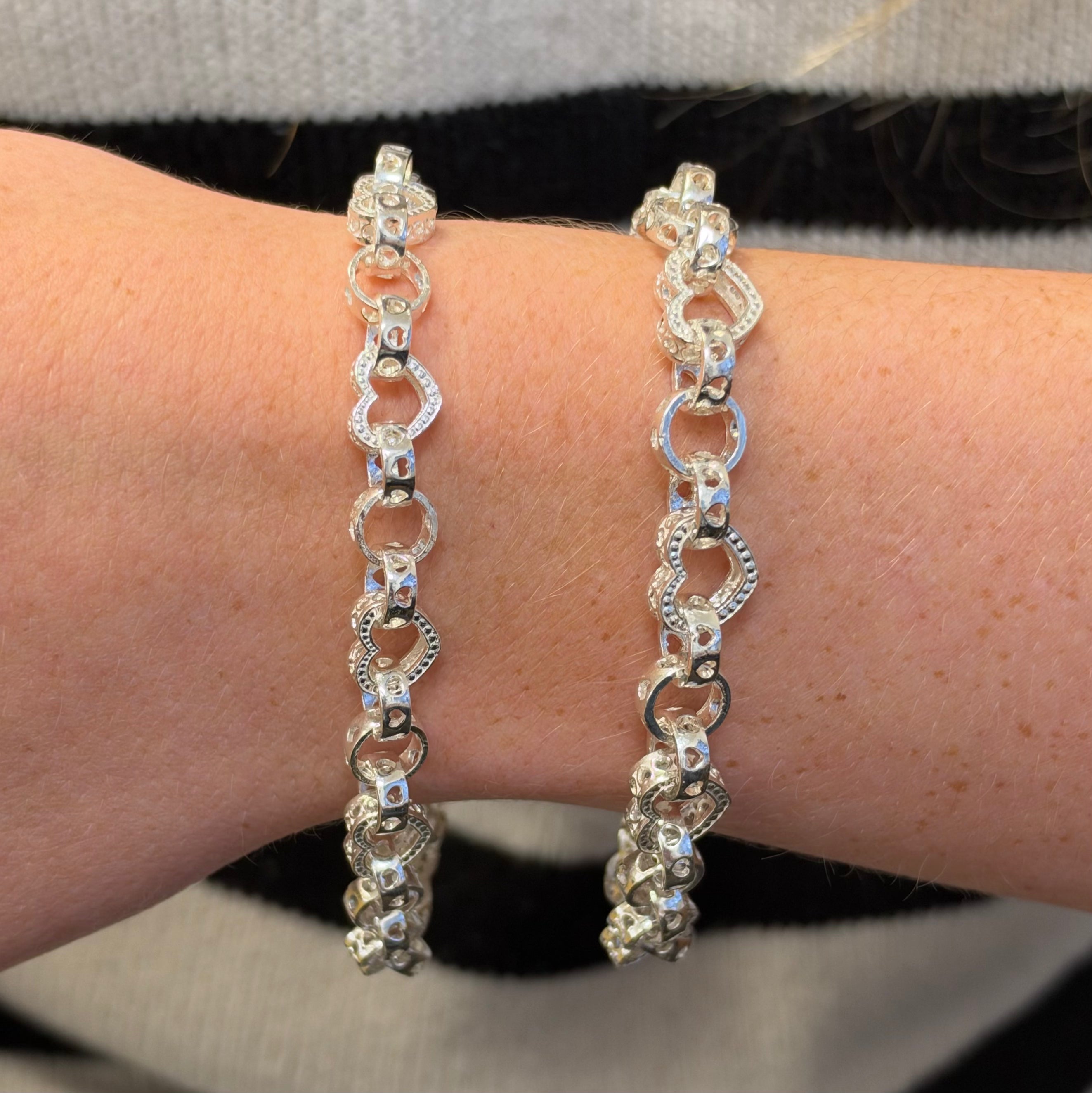 Solid Silver Love Heart Belcher Bracelet
