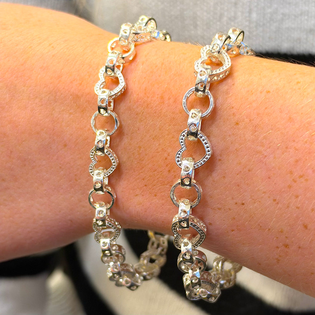 Solid Silver Love Heart Belcher Bracelet