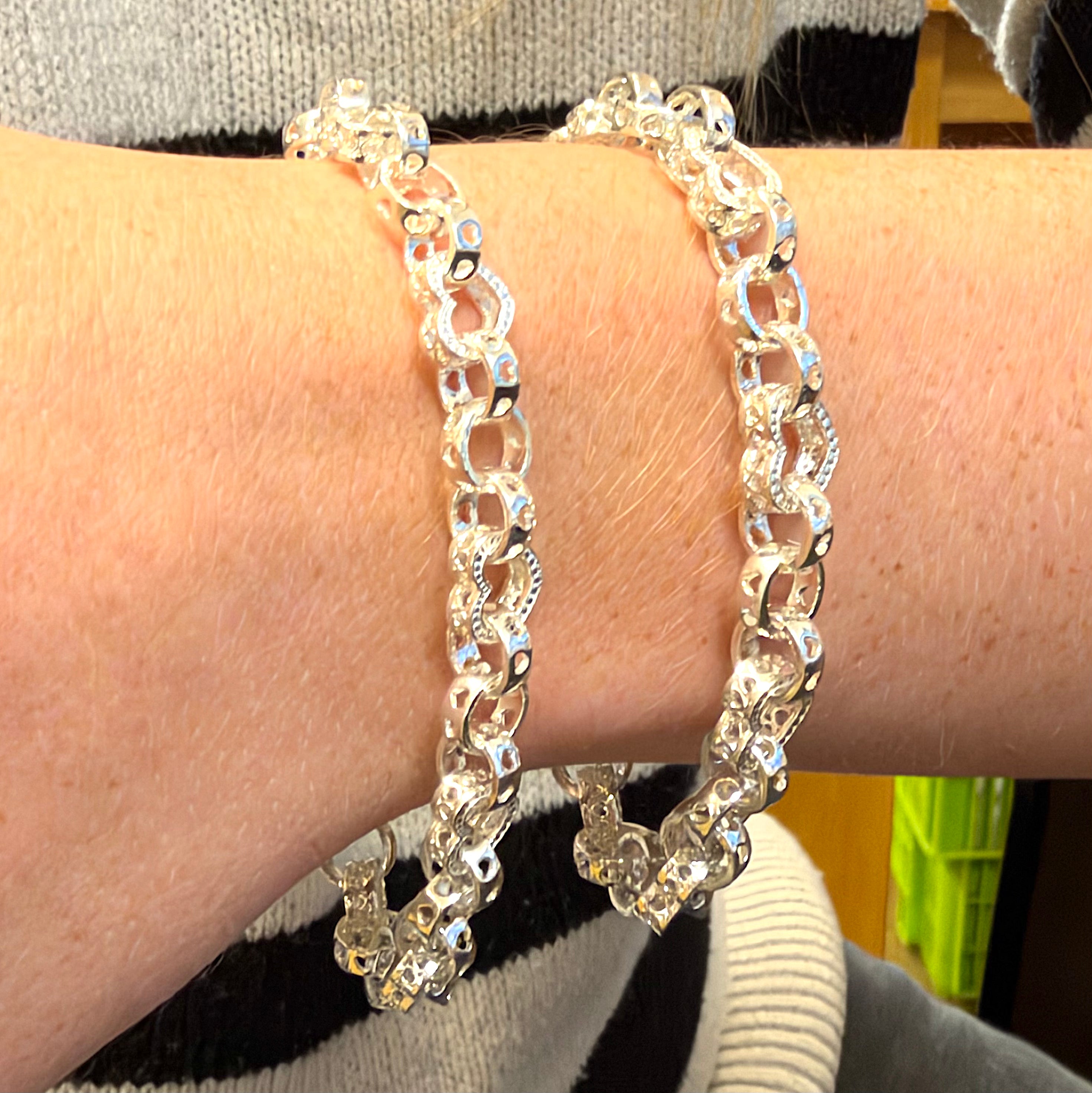 Solid Silver Love Heart Belcher Bracelet
