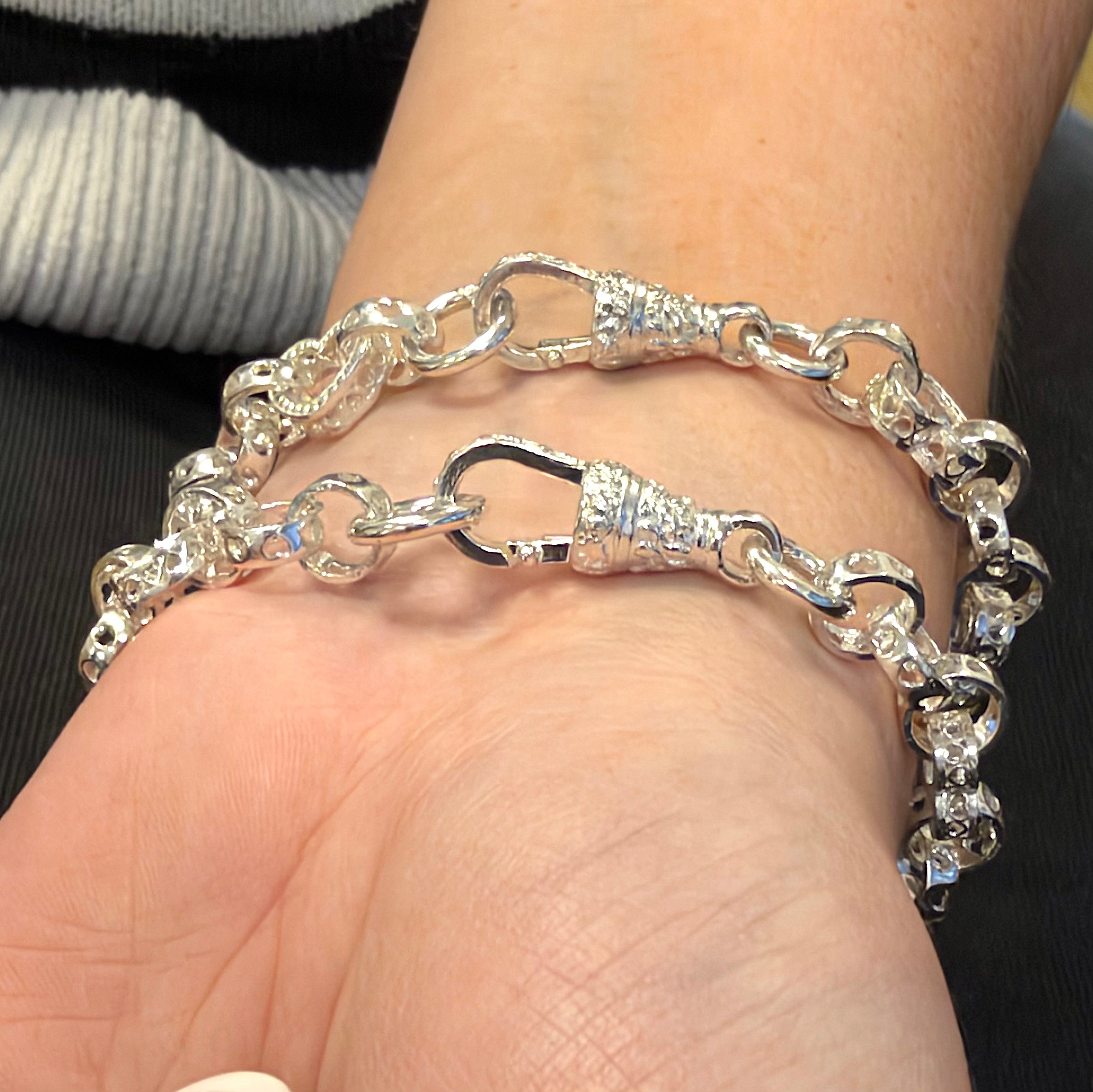 Solid Silver Love Heart Belcher Bracelet
