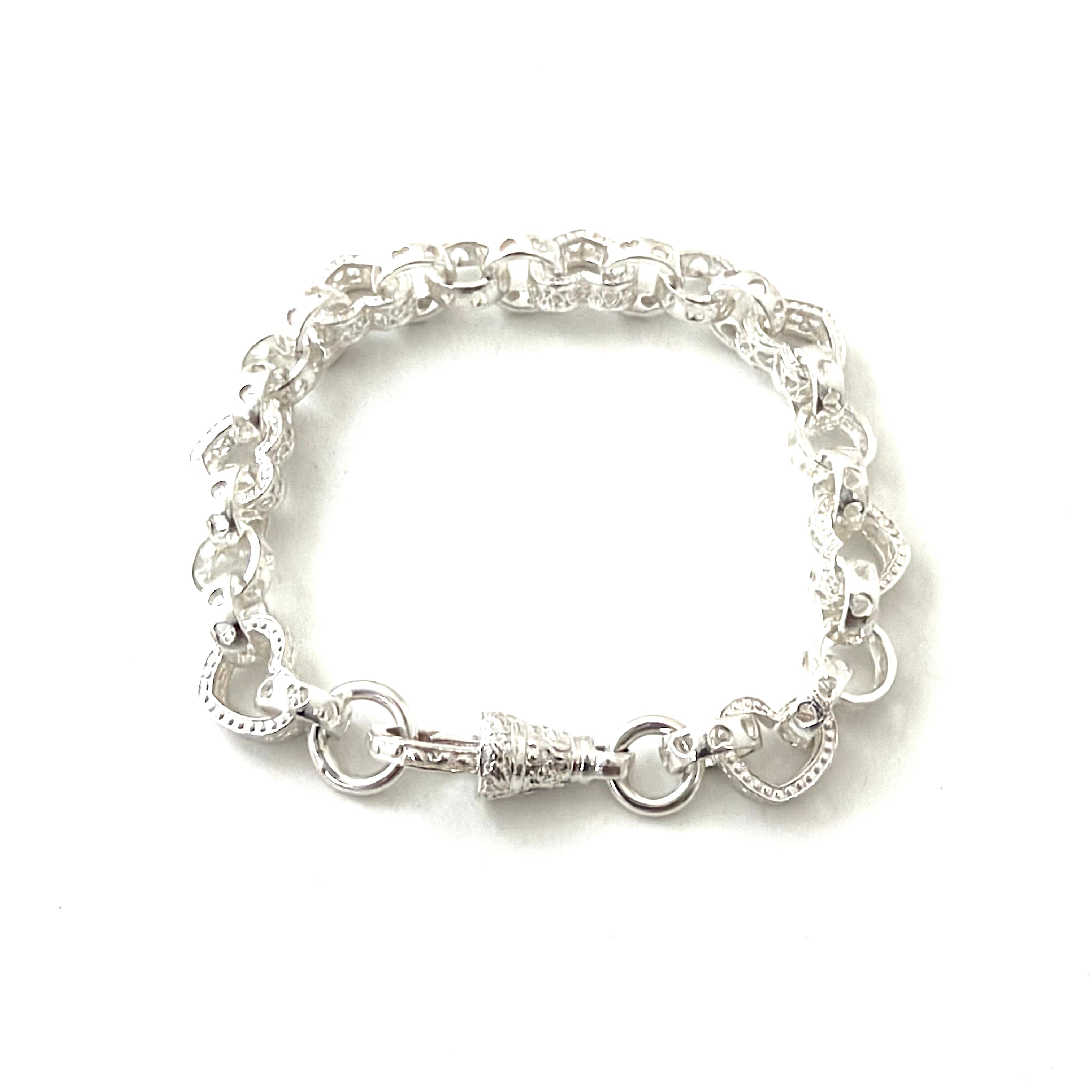 Solid Silver Love Heart Belcher Bracelet