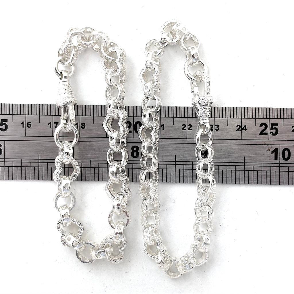 Solid Silver Love Heart Belcher Bracelet