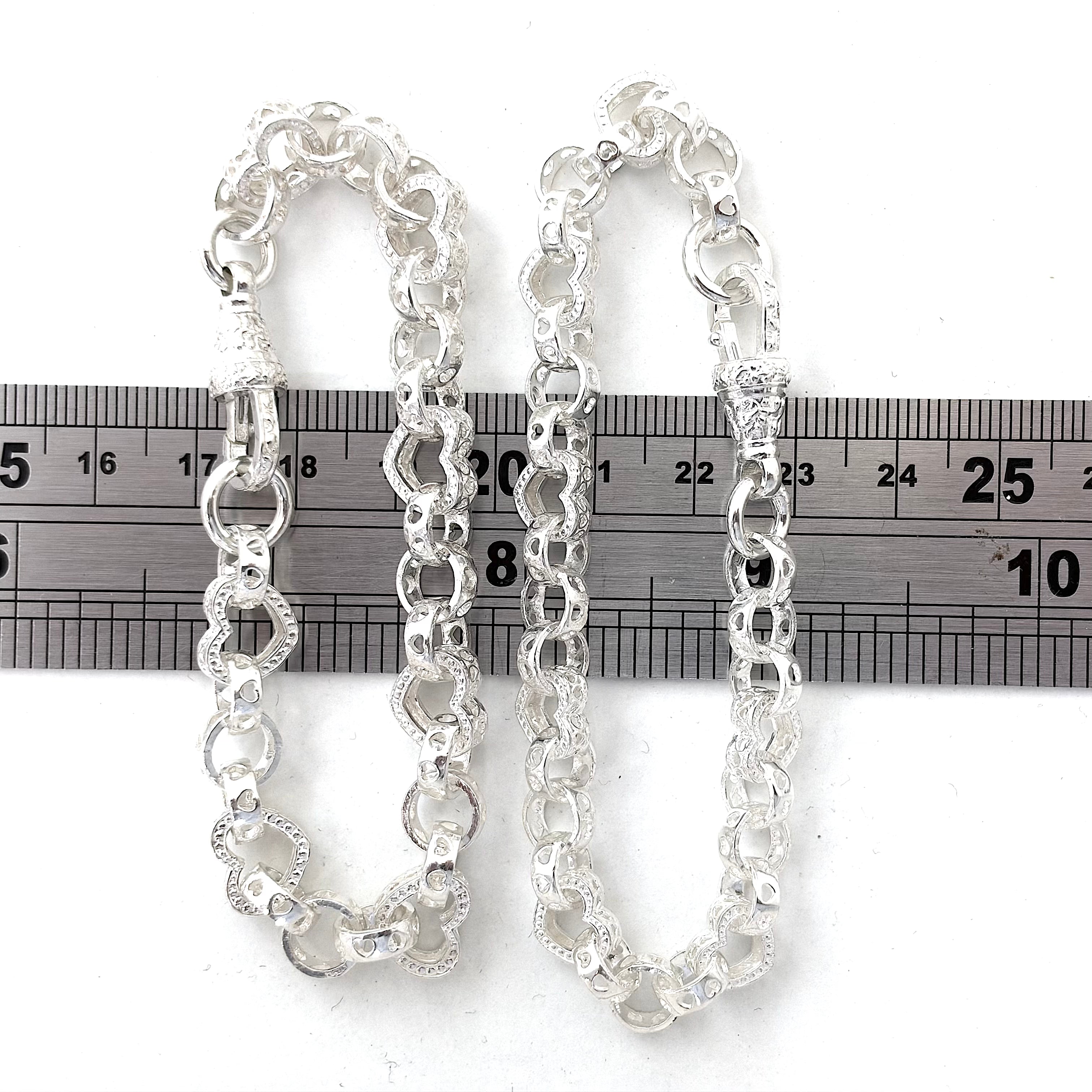Solid Silver Love Heart Belcher Bracelet