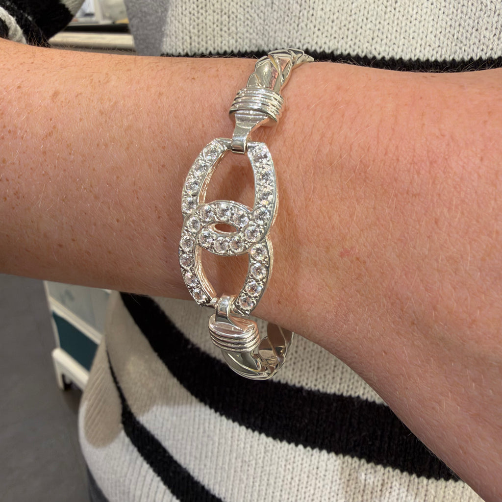 Silver Double Horse Shoe Bangle
