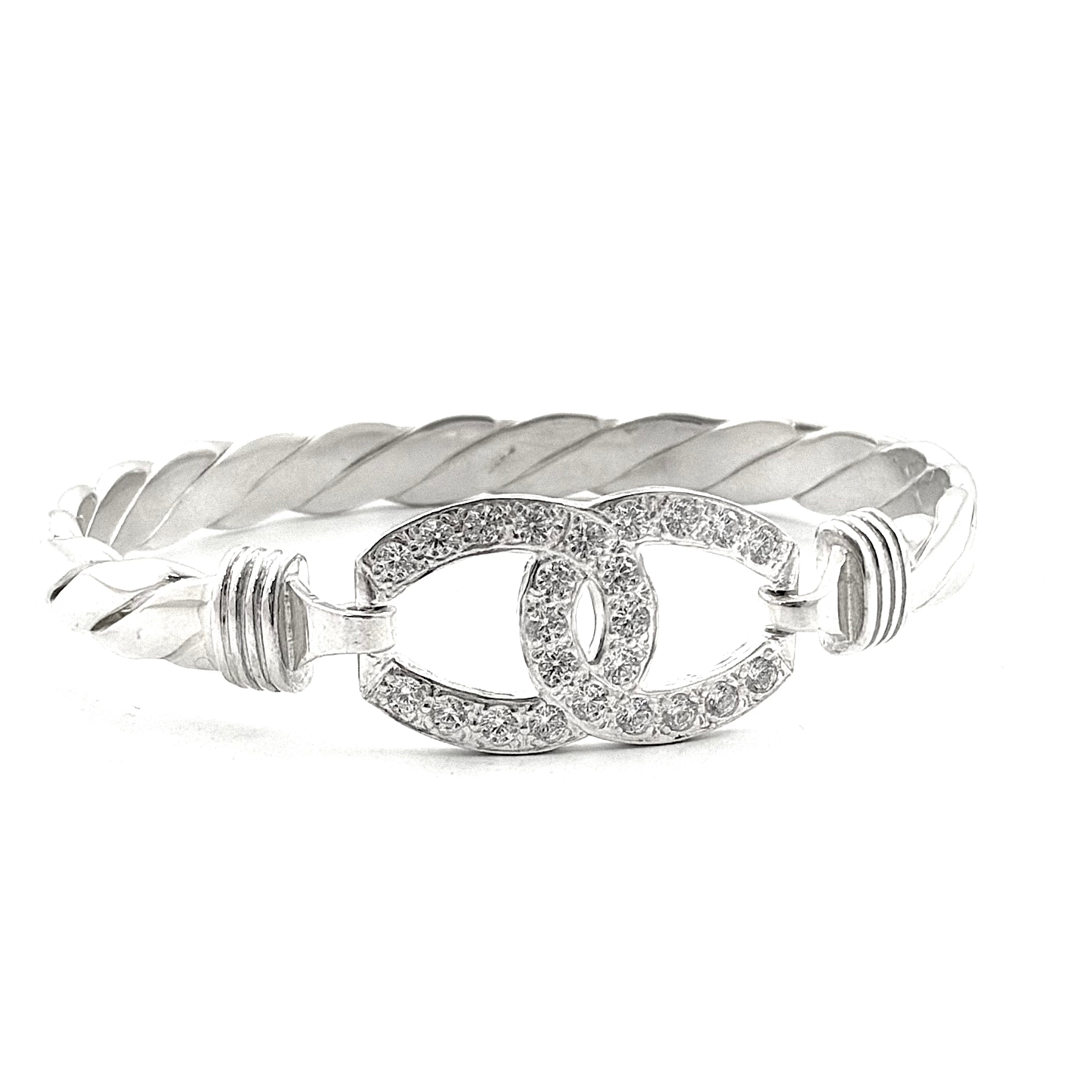 Silver Double Horse Shoe Bangle