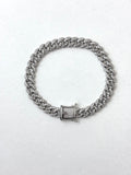 Solid Silver Stone Set Cuban Bracelet