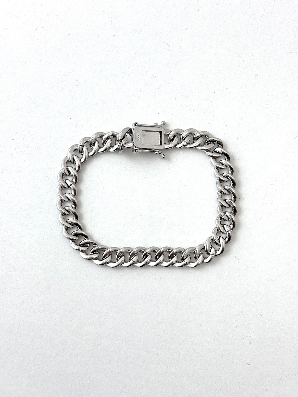 Solid Silver Stone Set Cuban Bracelet