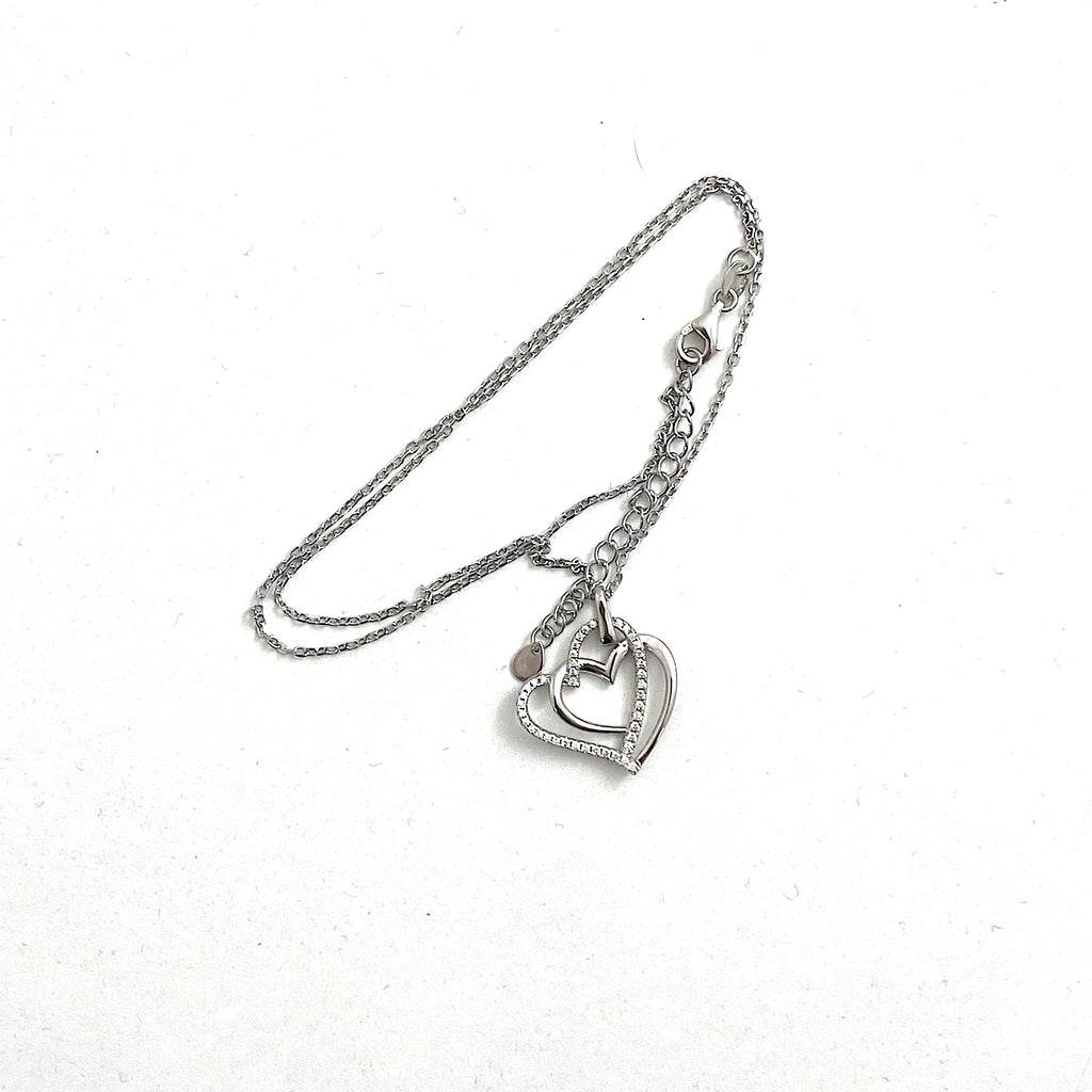Silver Intertwined Love Heart Pendant On Chain