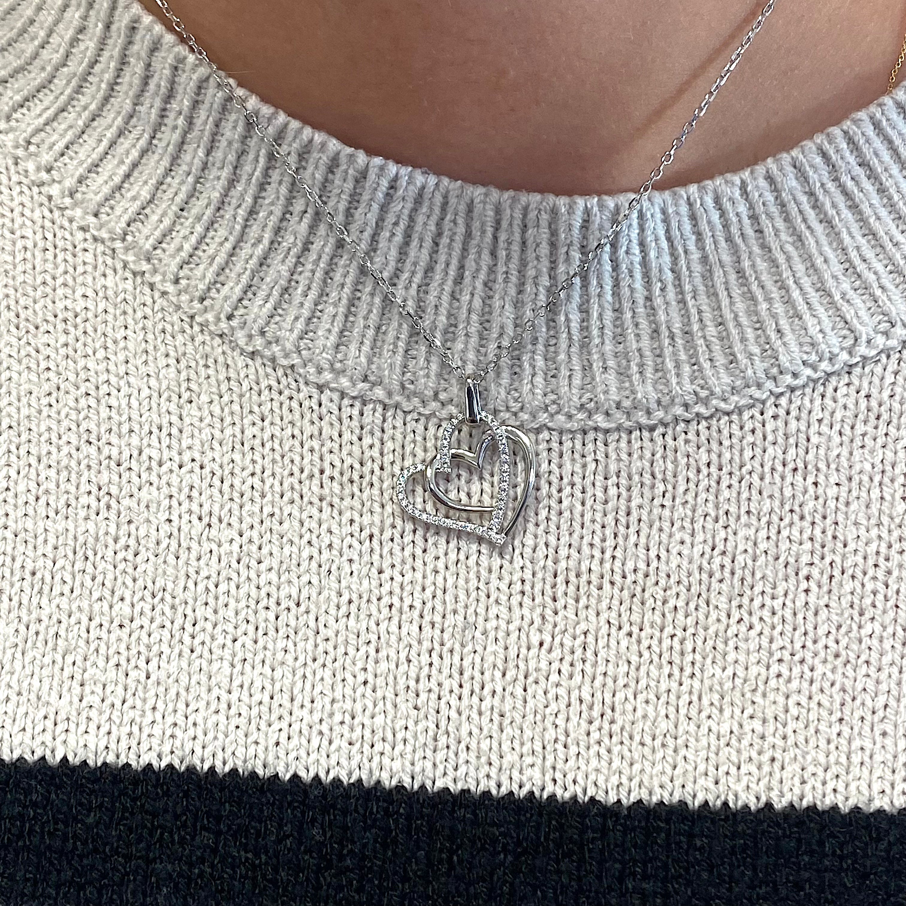 Silver Intertwined Love Heart Pendant On Chain