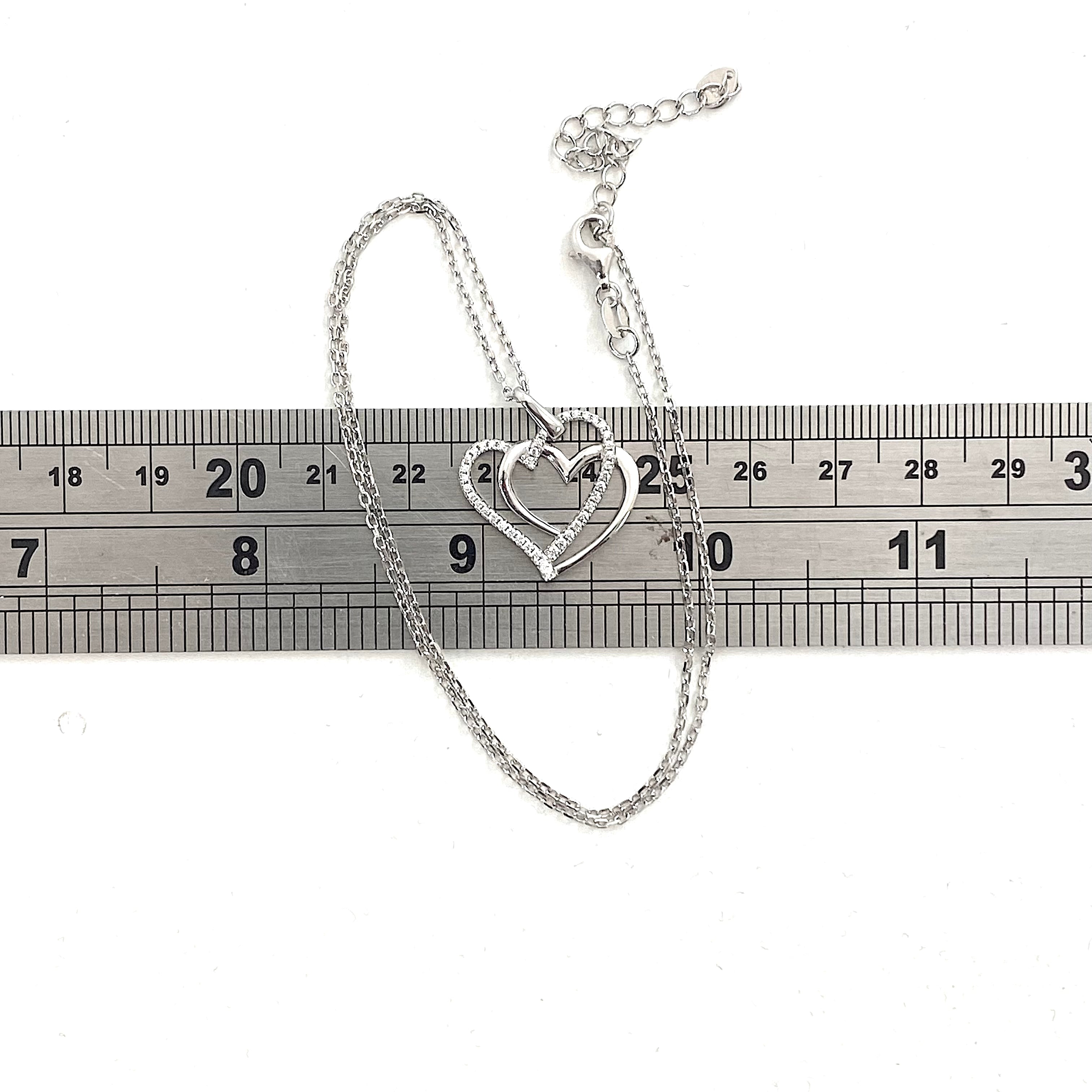 Silver Intertwined Love Heart Pendant On Chain