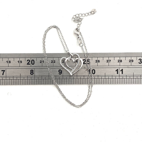 Silver Intertwined Love Heart Pendant On Chain