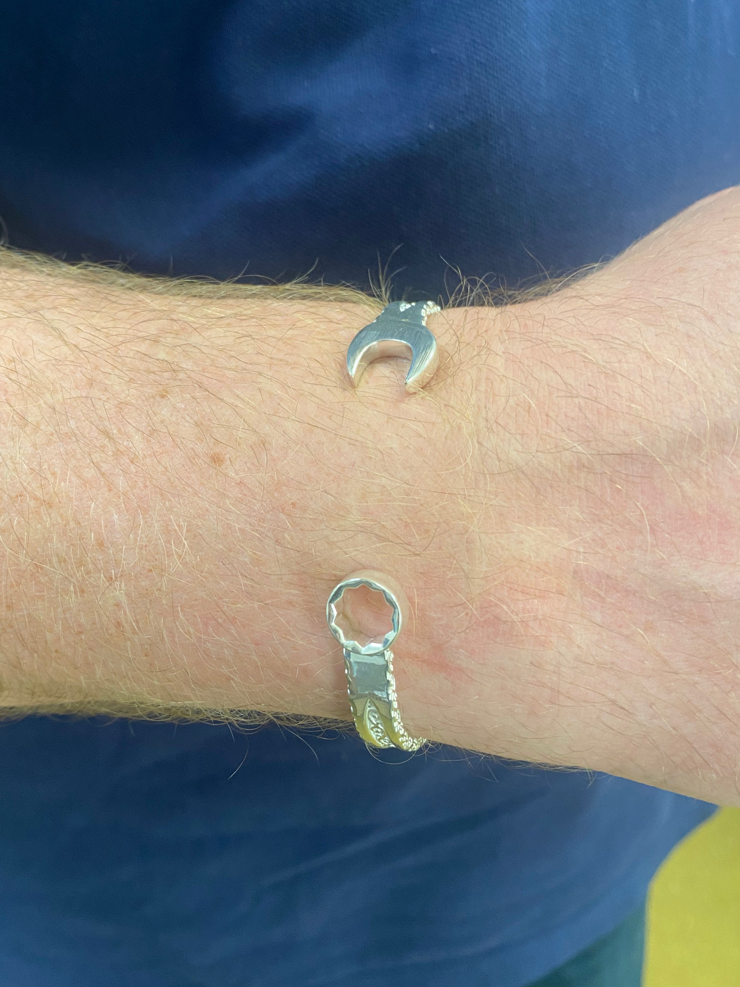 Solid Silver Spanner Bangle