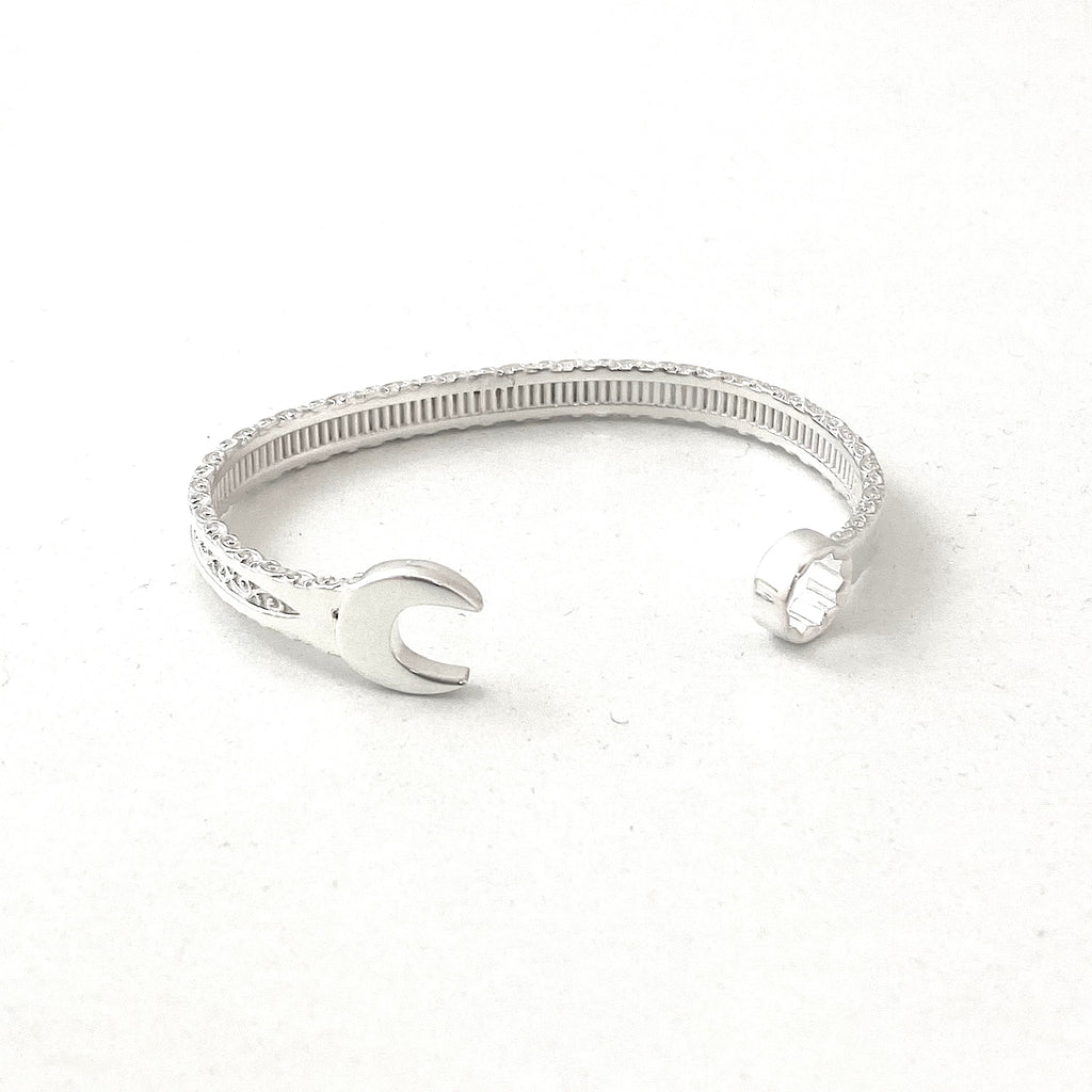 Solid Silver Spanner Bangle
