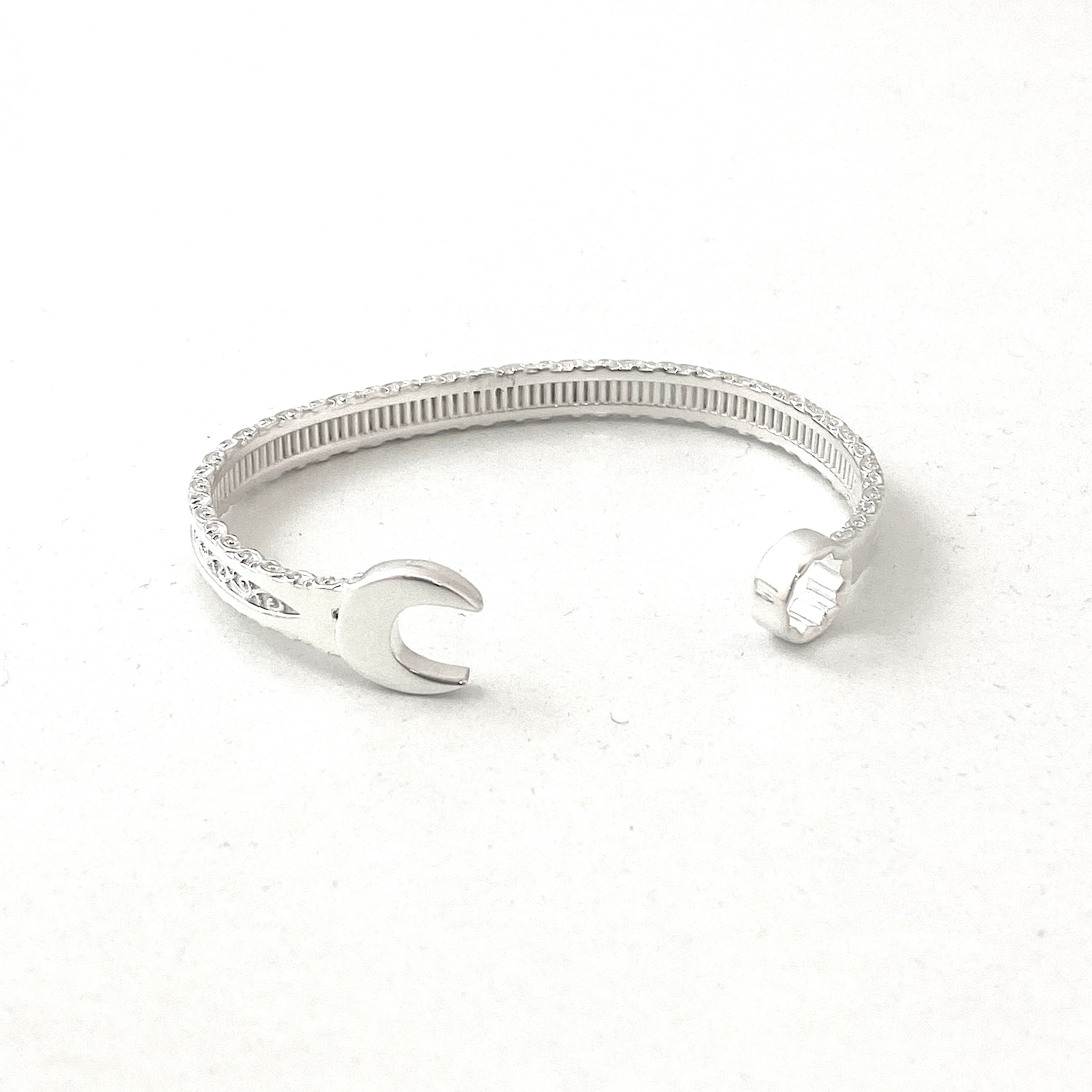 Solid Silver Spanner Bangle
