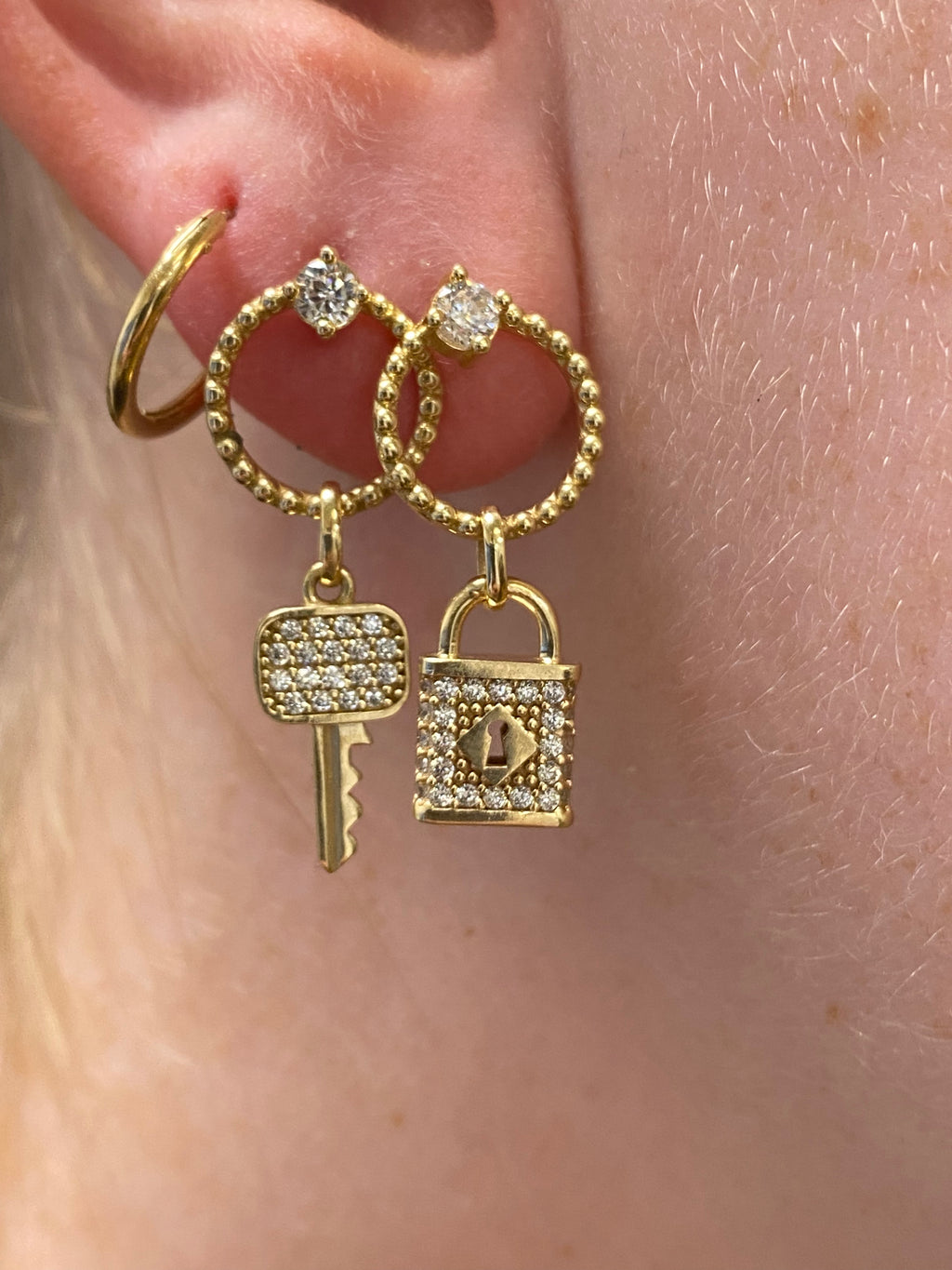 9ct Gold Lock And Key Earrings