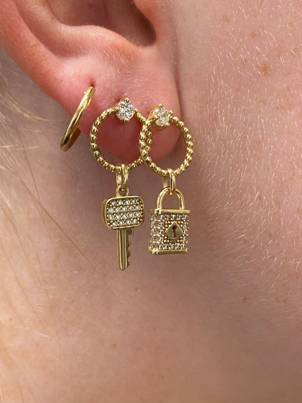 9ct Gold Lock And Key Earrings