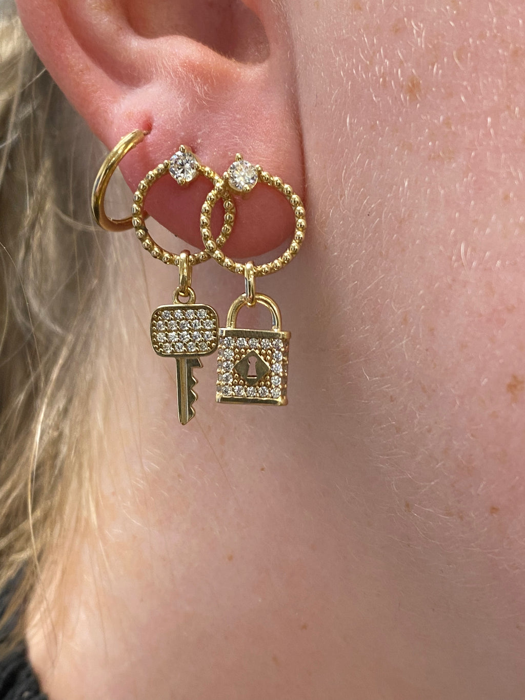9ct Gold Lock And Key Earrings