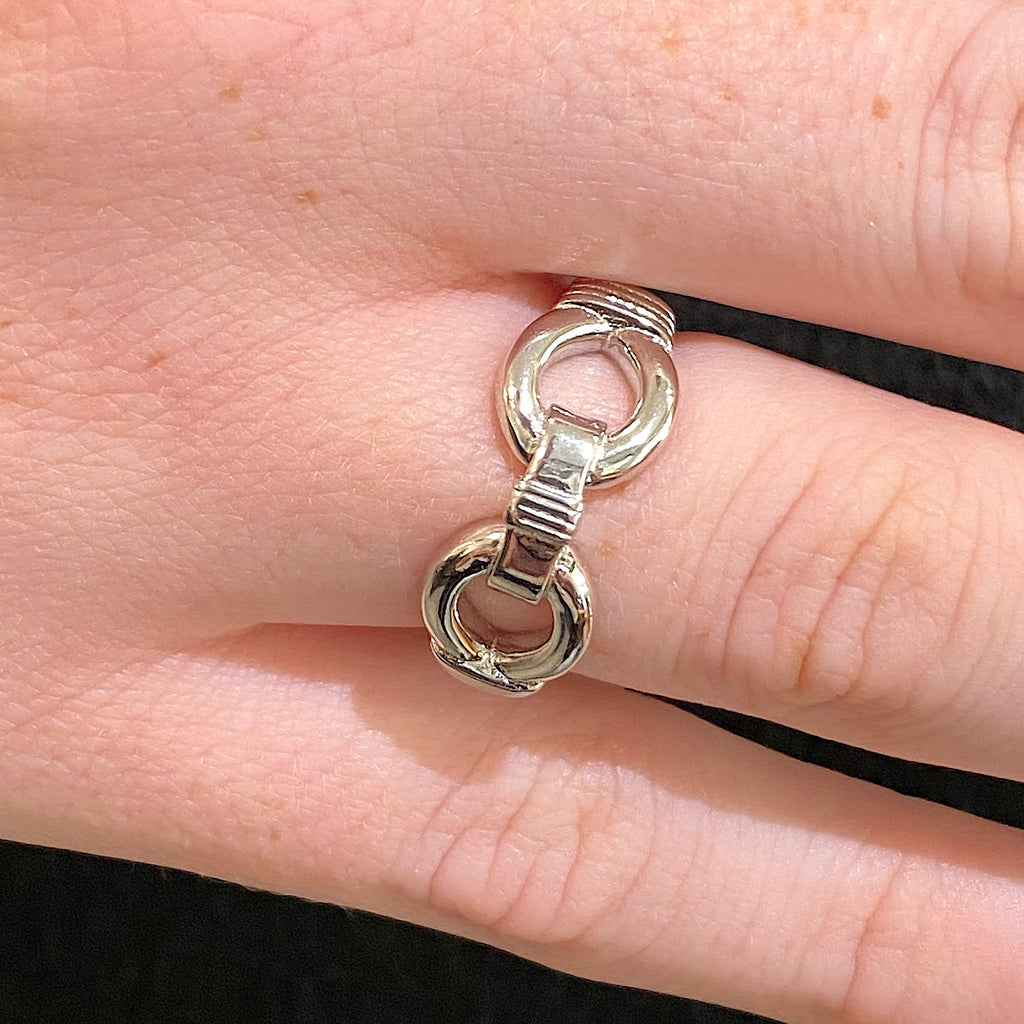 Solid Silver Double Hook Ring