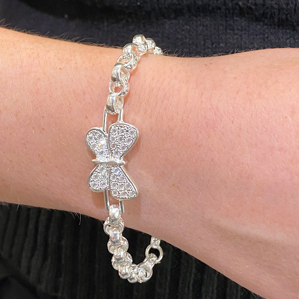 Solid Silver Butterfly Belcher Bracelet