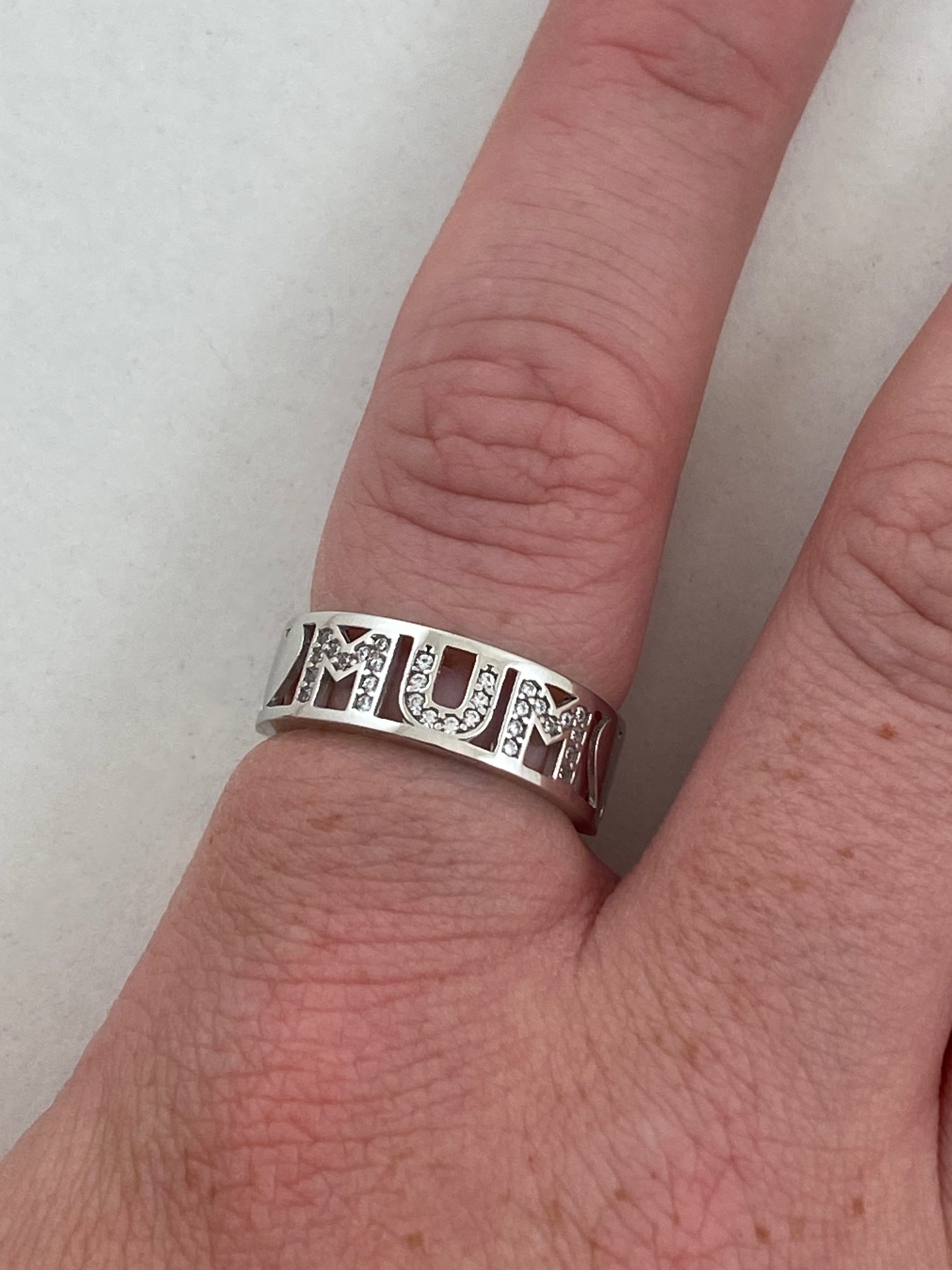 Silver Love Mum Heart Ring