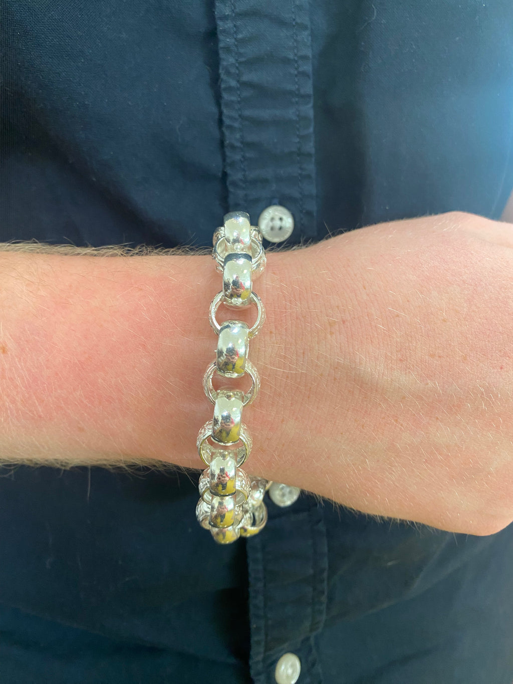 Solid Silver Large Belcher Bracelet