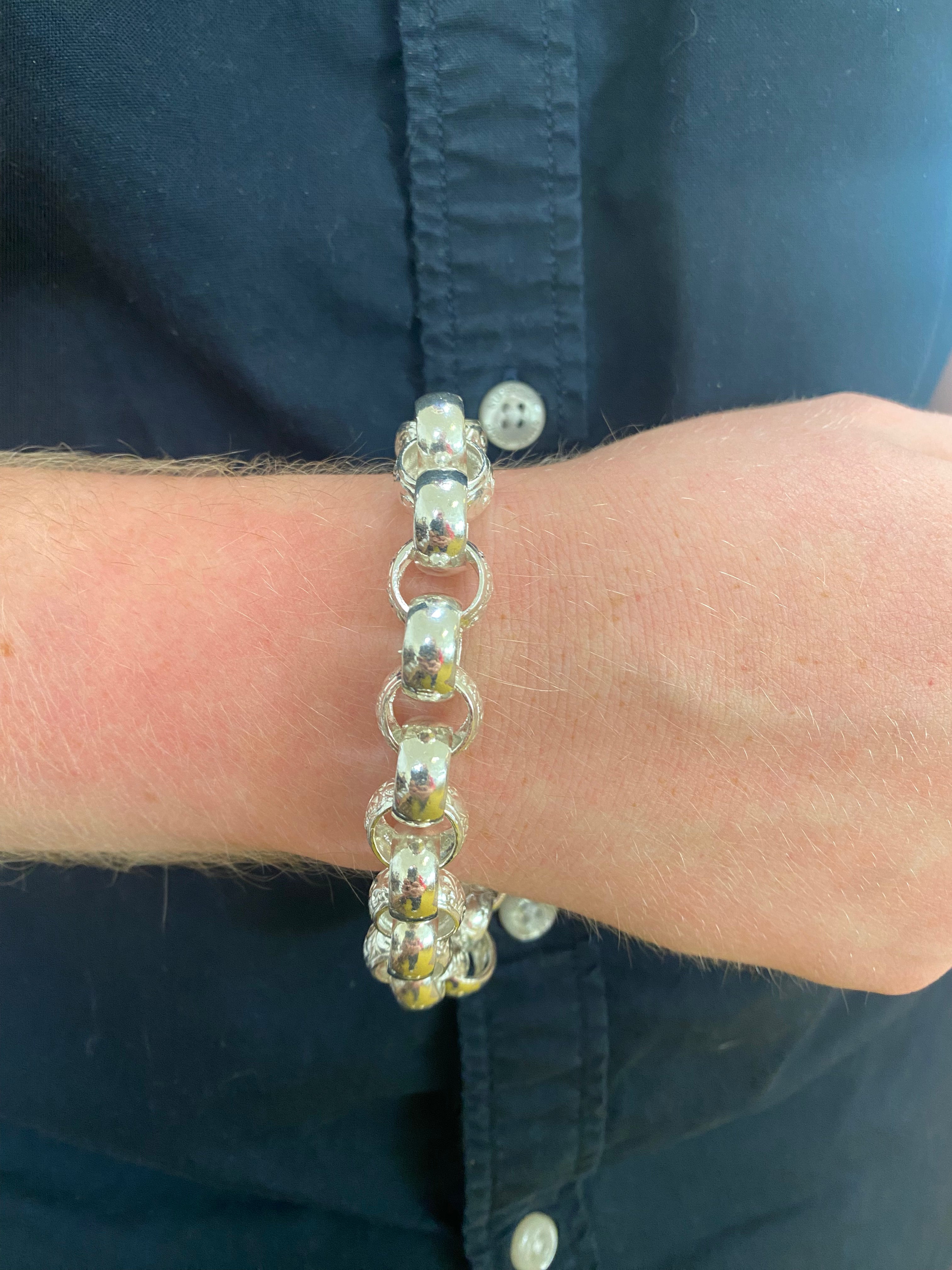 Solid Silver Large Belcher Bracelet
