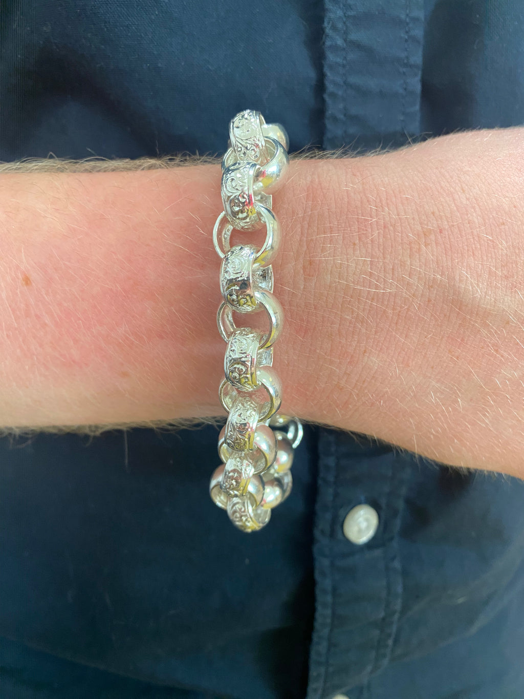 Solid Silver Large Belcher Bracelet