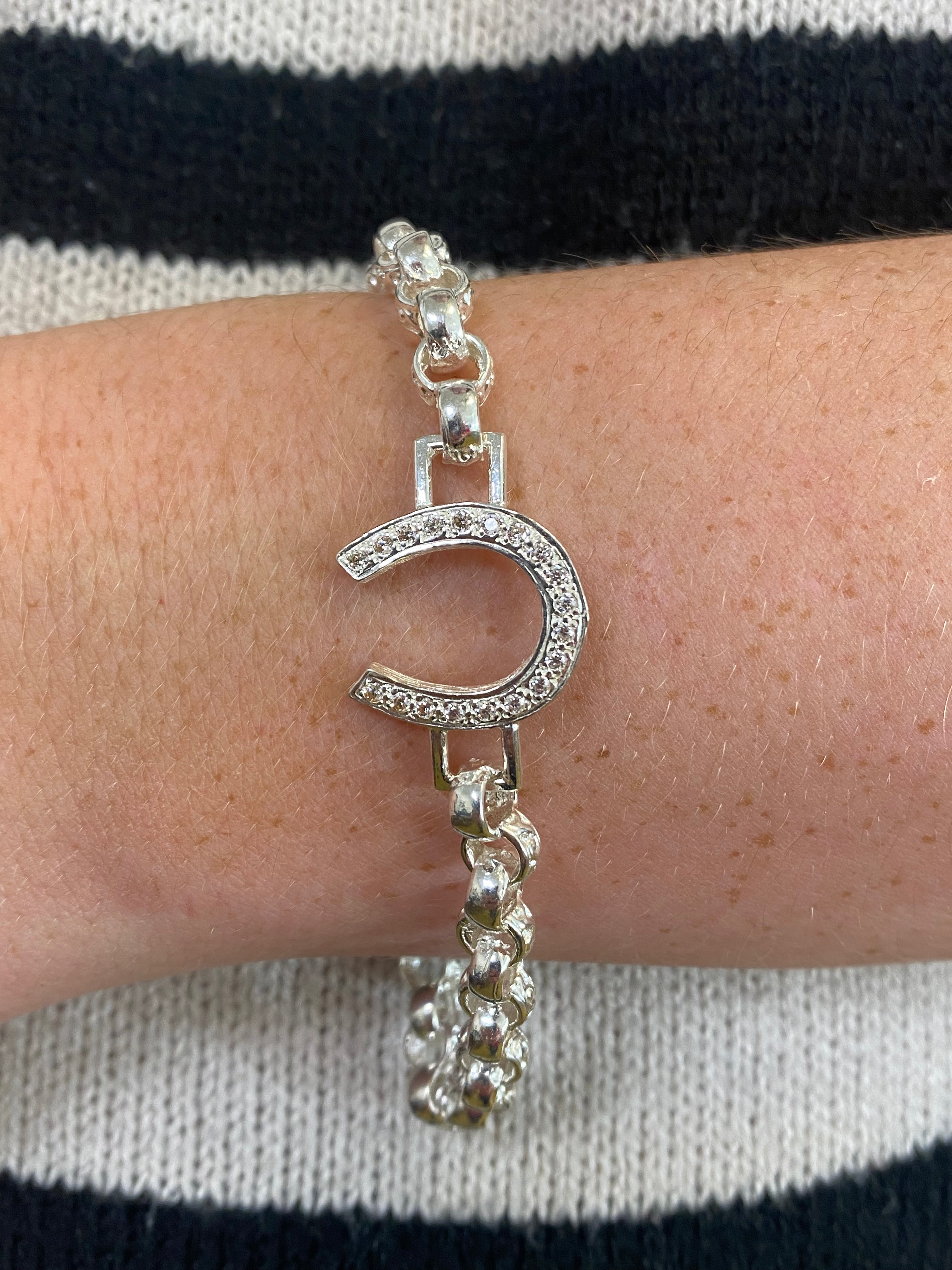 Solid Silver Horse Shoe Belcher Bracelet