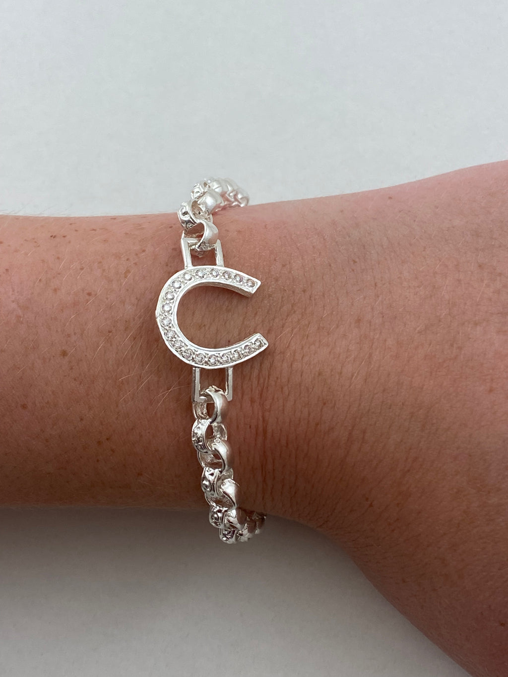 Solid Silver Horse Shoe Belcher Bracelet