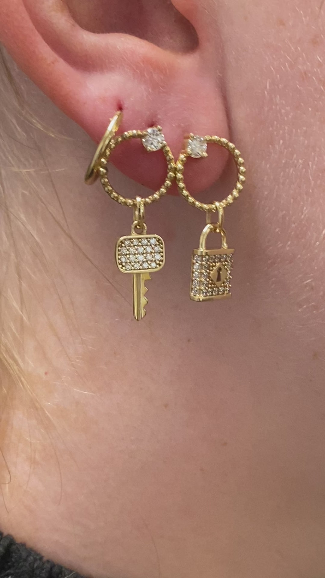 9ct Gold Lock And Key Earrings