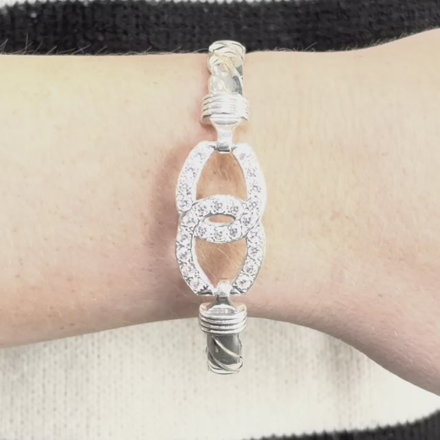 Silver Double Horse Shoe Bangle