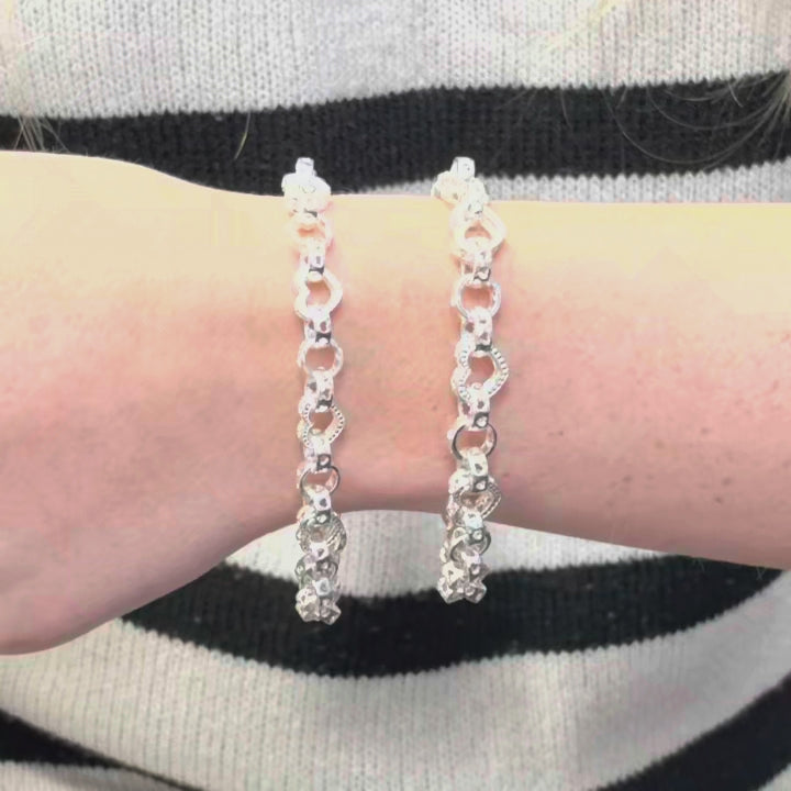 Solid Silver Love Heart Belcher Bracelet